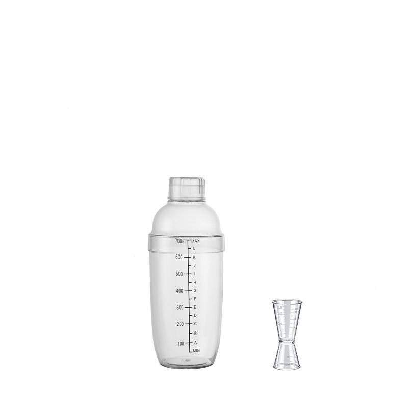 LMETJMA Plastic Cocktail Shaker Set Drink Mixer with Marker Clear Drink Shaker and Measuring Jigger Set Ounce Cup JT25