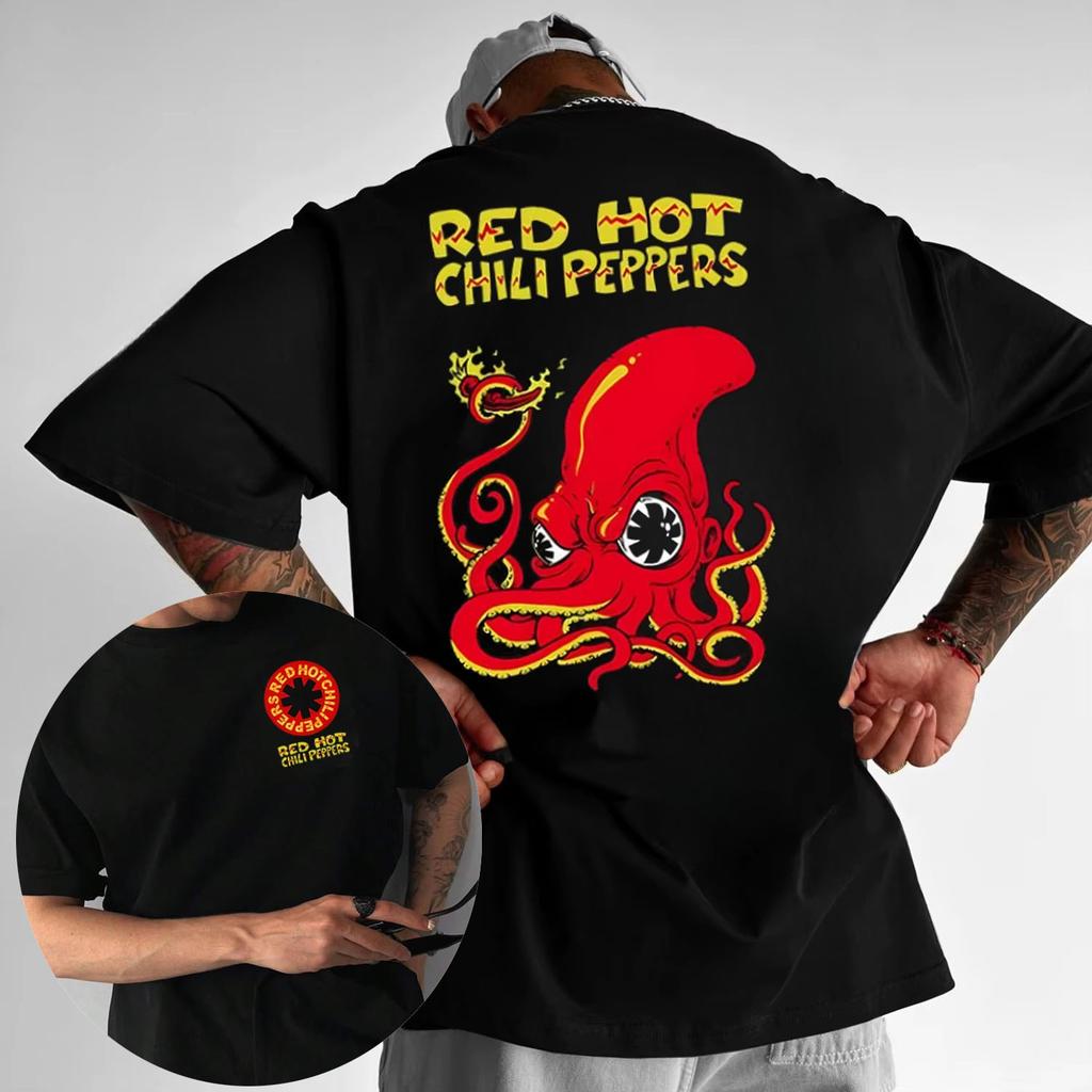 2025 Summer Hot Squid And Pepper Tshirt Rock Band Hip Hop Hip Hop Short Sleeve Unisexs Cotton Casual Tshirt Top