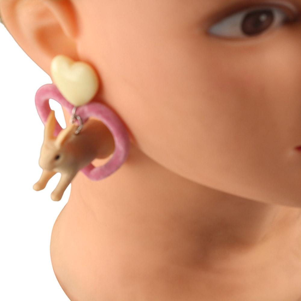 White Heart Rabbit Girls Gifts Animal Earrings Korean Style Jewelry Resin Jewelry Women Earrings