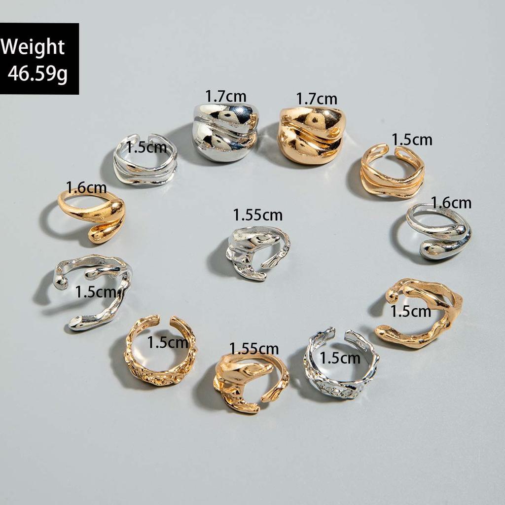 European and American Style Geometric Irregular Fashion Ring Set, Personalized Design, Imitation Pearl Layered Ring Ring