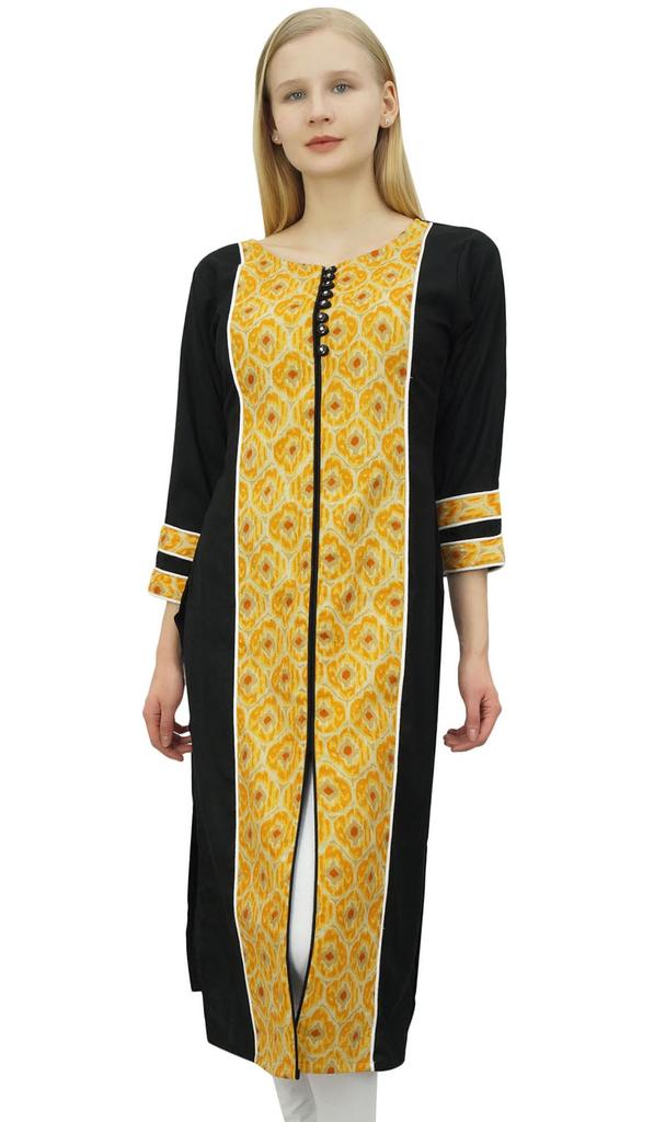 Phagun Indian Tunic Women's Long Printed Casual Wear Kurti Straight Kurta-10