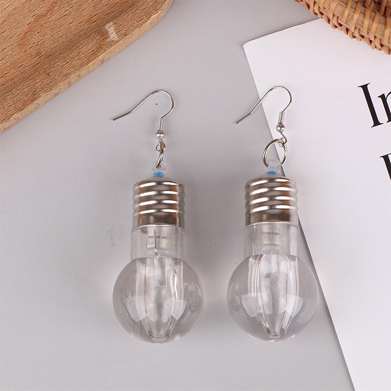 1 пара креативных женских забавных светящихся сережек-подвесок в виде лампочки, женские разноцветные лампочки, серьги-кольца, подарок лучшим друзьям