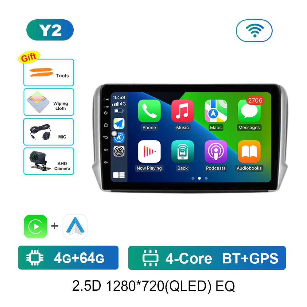 Навигация GPS Android 14 для Peugeot 2008 208 Series 2012 - 2018 Автомобильный Видео Мультимедиа Аудио Плеер WiFi HD Экран Bluetooth