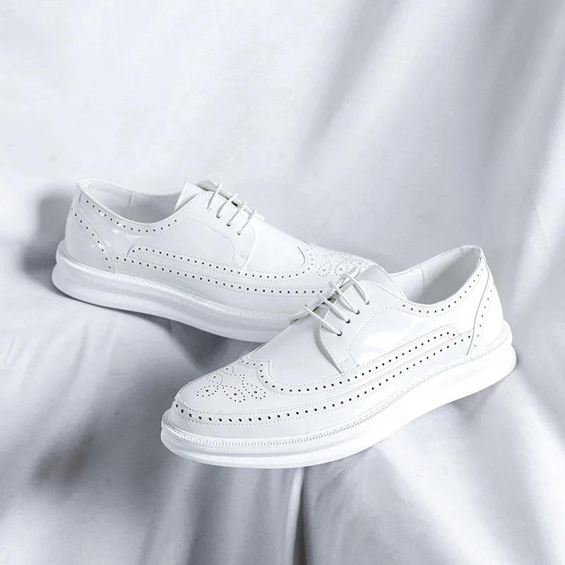 Classic Brogue Shoes Men Genuine Leather Luxury Men's Casual Business Shoes Lace-up Brown Shoes for Men Sapato Social Masculino