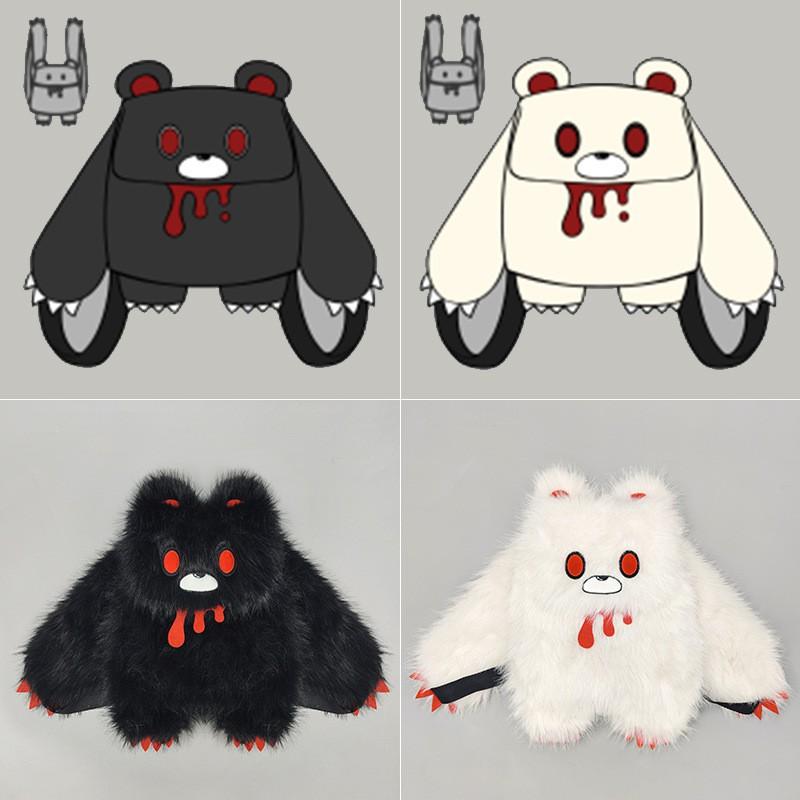 Plush Bear Backpack Y2K Gothic Punk Style Small Shoulder Bag Daily Wear