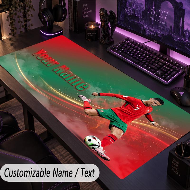 Large Mouse PadCristiano Ronaldo Custom Name Text Personalized Desk Mat Non Slip Gaming Pad