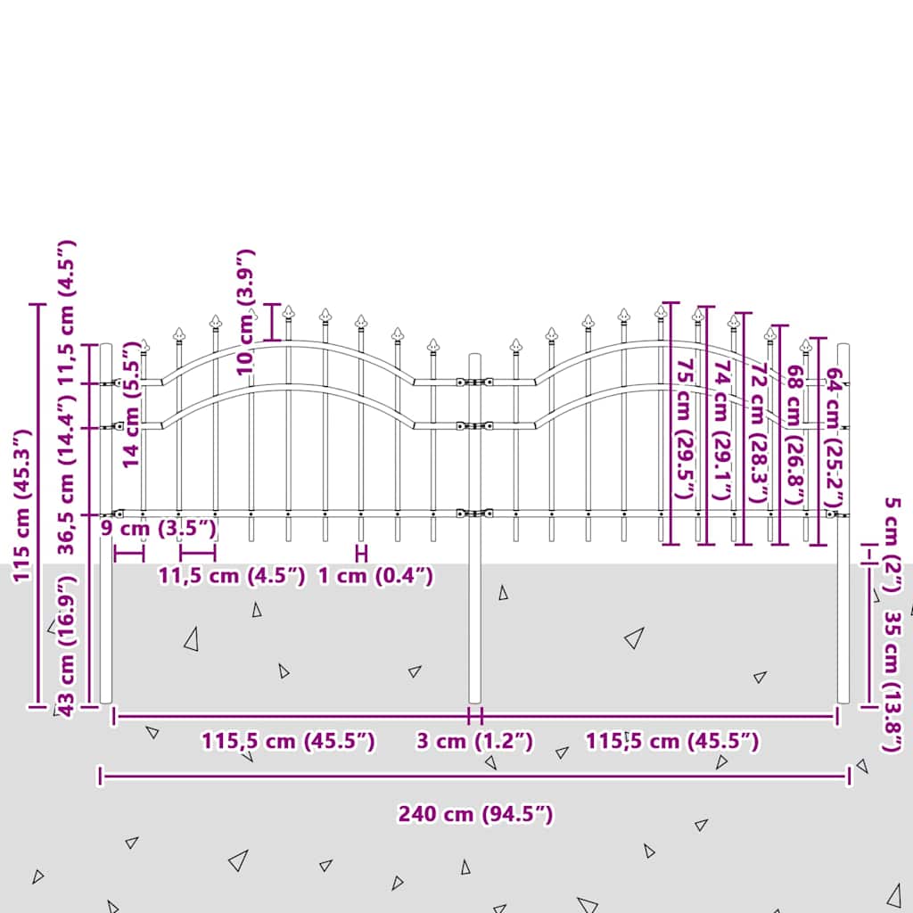 Garden Fence Woerden White 240 x 115 cm Powder Coated Steel
