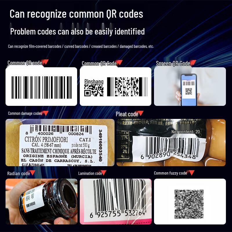 Wireless 1D 2D Barcode Scanner with Display