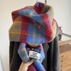 Women's White & Blue Plaid Wool Scarf - Cozy Autumn/Winter Accessory