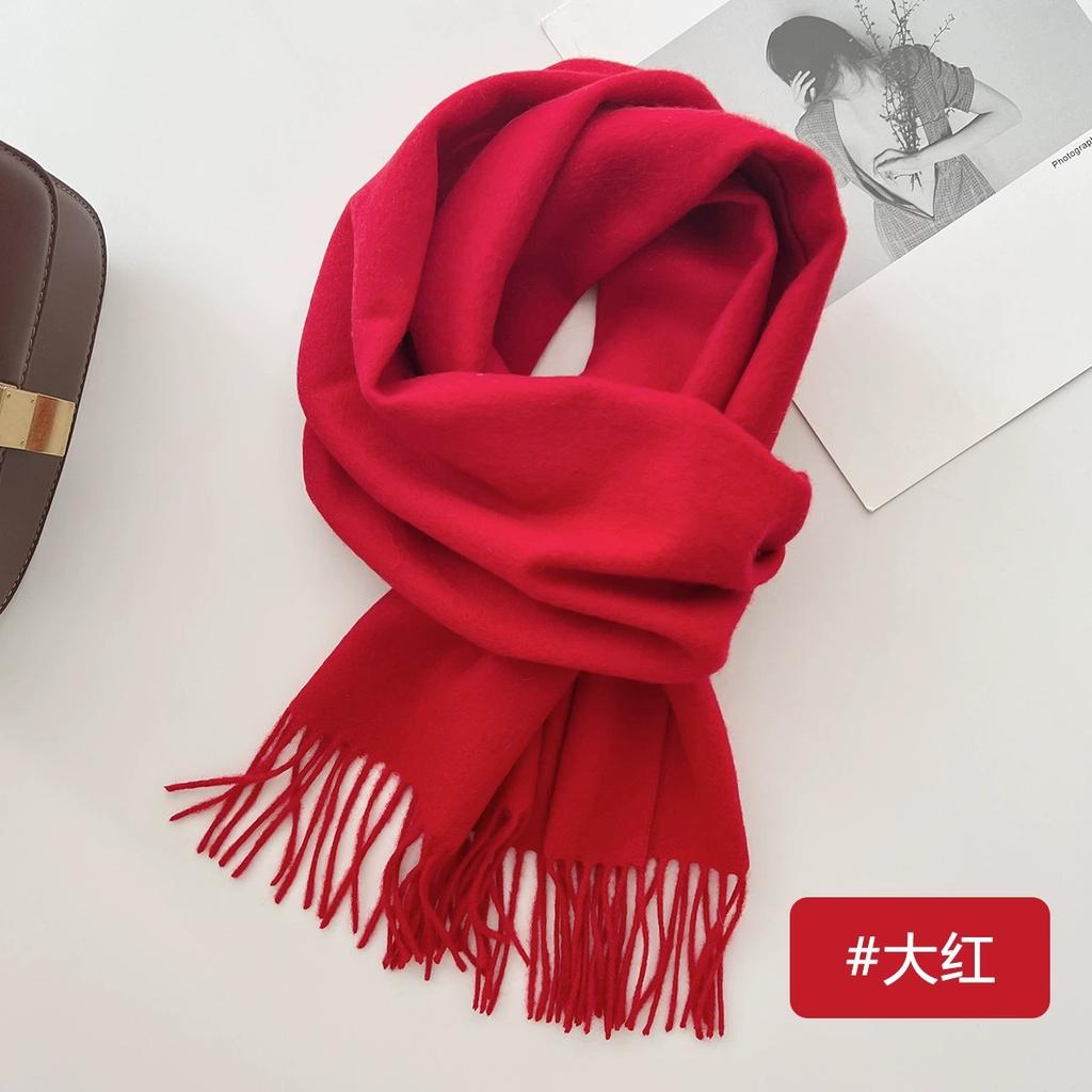 100% Wool Winter Scarf For Women Long Warm Cashmere Scarves Hijab Solid Lady Shawl Wrap Female Pashmina Bandana Head Scarfs