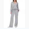 Autumn and Winter Fashion Casual Women's Long-sleeved Drawstring Solid Color Commuter Trousers Suit Women