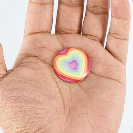 Pocket Hug Rainbow Heart Decoration with Greeting Card Round Glass Colorful Heart Ornament Friends Family Valentine's Day Keepsake Gift