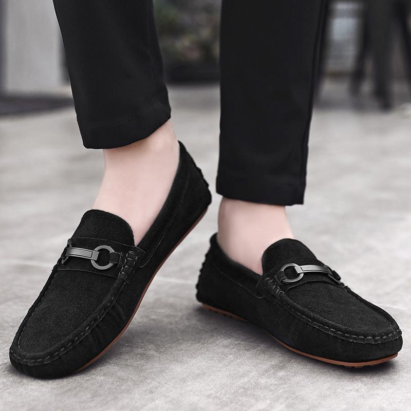 Мужские туфли для вождения из нубука, мужские весенние кожаные лоферы, мужская повседневная обувь, мокасины, мужские туфли без застежек, модная мужская обувь, размер 38-44