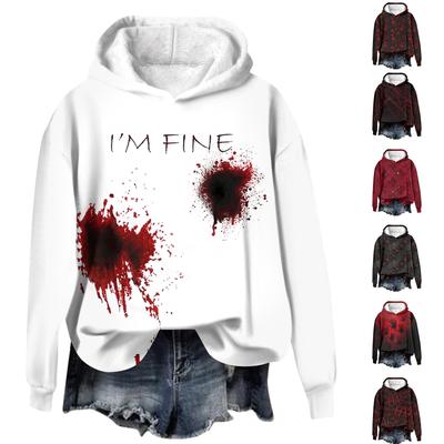 Женские повседневные модные худи с длинным рукавом и круглым вырезом, с принтом семьи индейки цвета вина