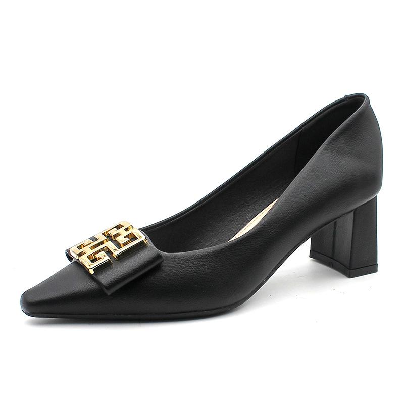Корейская версия, профессиональные туфли на высоком каблуке с квадратным носком и массивным каблуком, темпераментные профессиональные туфли на одинарной платформе, женская простая модная женская обувь с квадратной пряжкой