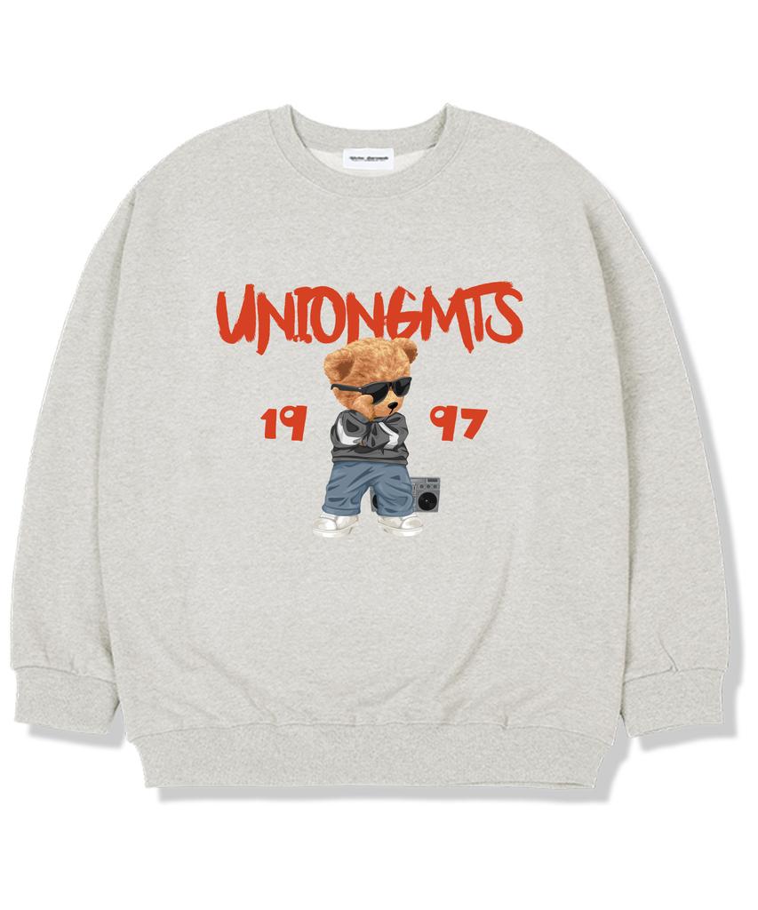 UNION GARMENTS Свитшот оверсайз с подкладкой из флиса 'Танцующий медведь' Овсяный