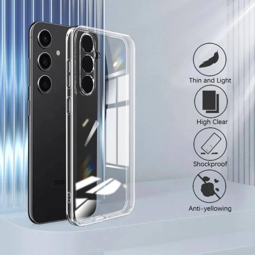 Прозрачный силиконовый мягкий чехол для Samsung Galaxy S24 S23 S21 FE S22 Plus A14 A34 A54 Ультратонкий прозрачный чехол из ТПУ