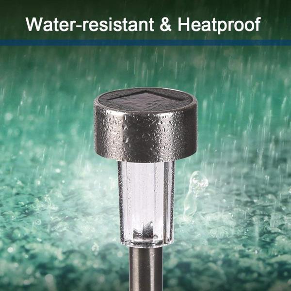 Мини-солнечные светодиодные садовые фонари из нержавеющей стали, уличные солнечные фонари для дорожек, дворовые ландшафтные фонари