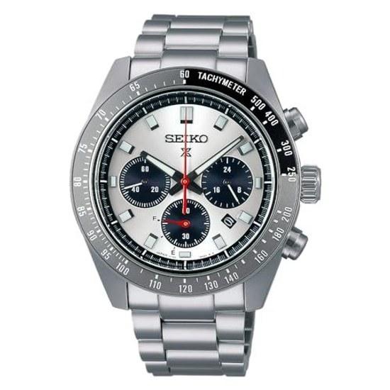 Часы Seiko PROSPEX SBDL095 Мужские Наручные Сделано в Японии На солнечной батарее Серия SPEEDTIMER Безель с тахиметром Хронограф Дата Календарь Белый Черный Циферблат Нержавеющая сталь