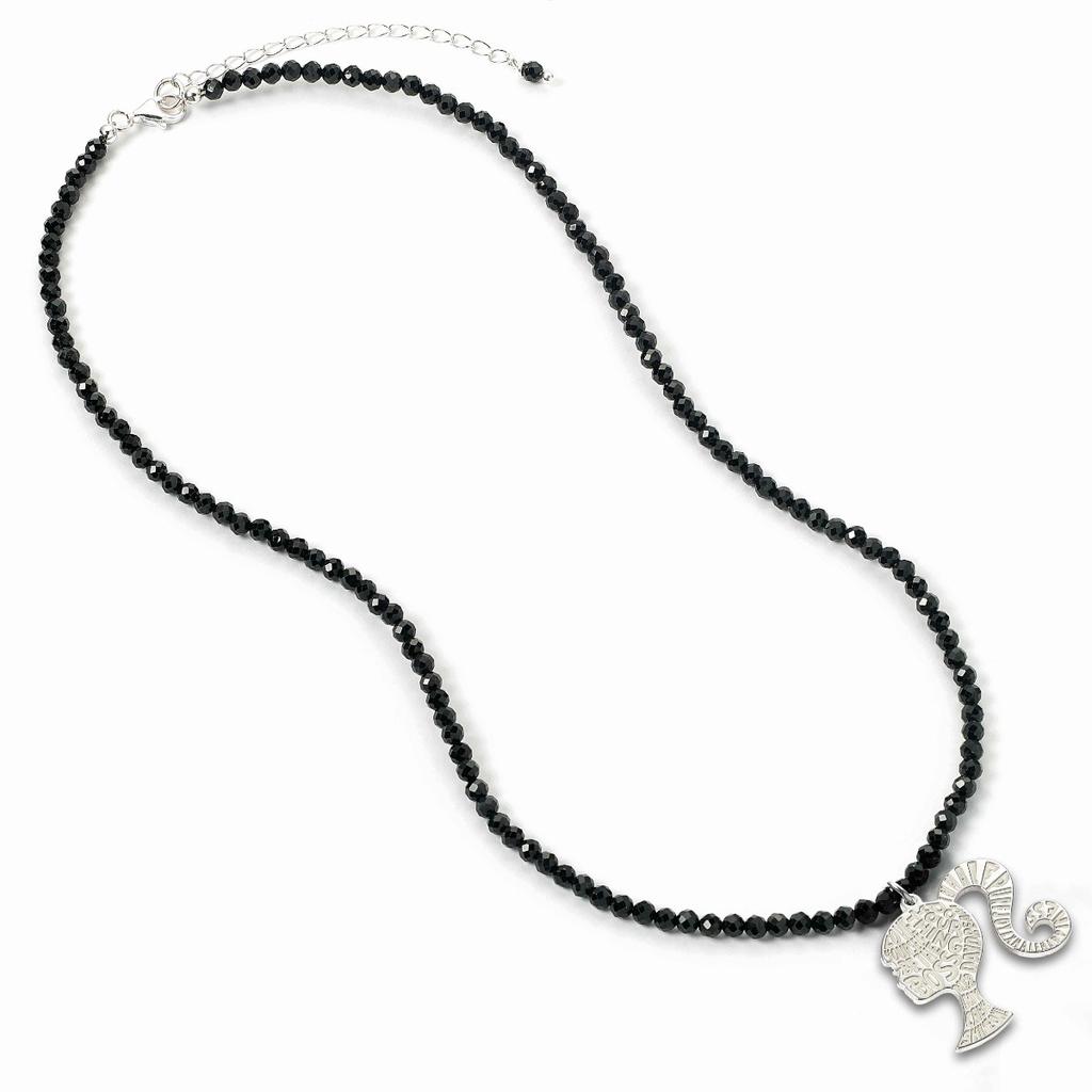 Barbie Sterling Silver Silhouette on a Black Onyx Bead Necklace