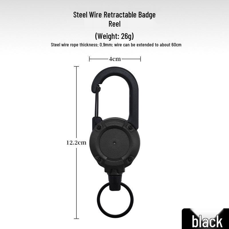 High Rebound Elastic Retractable Keychain with Steel Wire Rope and Anti-Loss Buckle