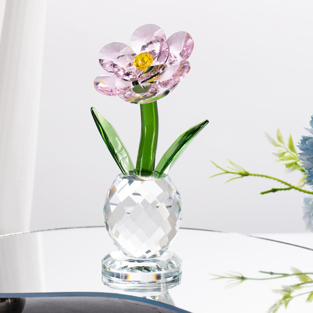 Розовый бриллиант Подсолнух Кристалл Статуэтки оригинальный Дом Роскошь Ремесла креативный Рабочий стол Украшения Подарки Эстетика Спальня Диван Рядом Миниатюры