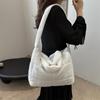 Yogodlns Solid Color Shoulder Messenger Bags Large Capacity Lightweight Quilted Totes Down Cotton Padded Puffy Handbags for Women