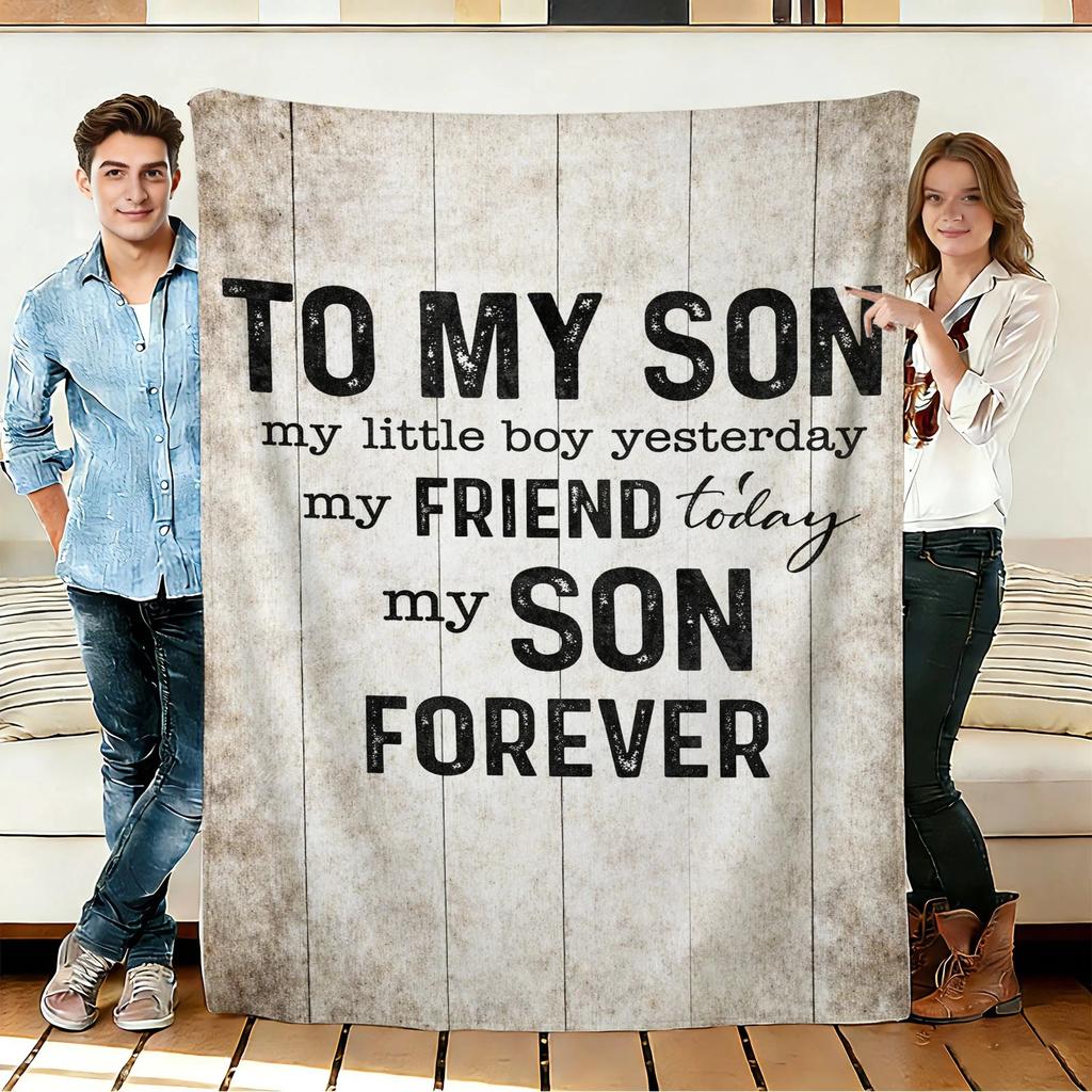 To My Son Quote Flannel Blanket Soft Cozy Throws Napping Travel Use