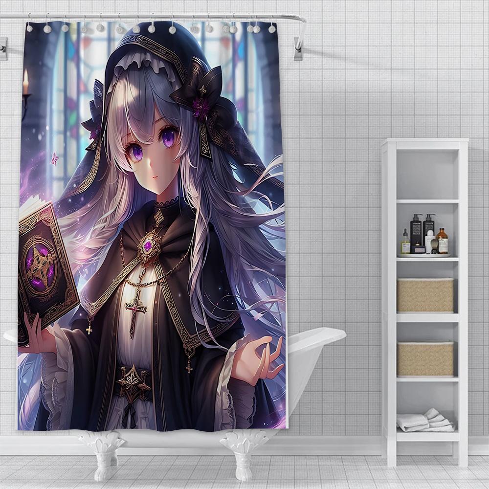 Shower Curtain Waterproof Polyester Fabric Paint Colorful Bath Curtains Genshin Impact Home Bathroom Decor Curtain With Hook