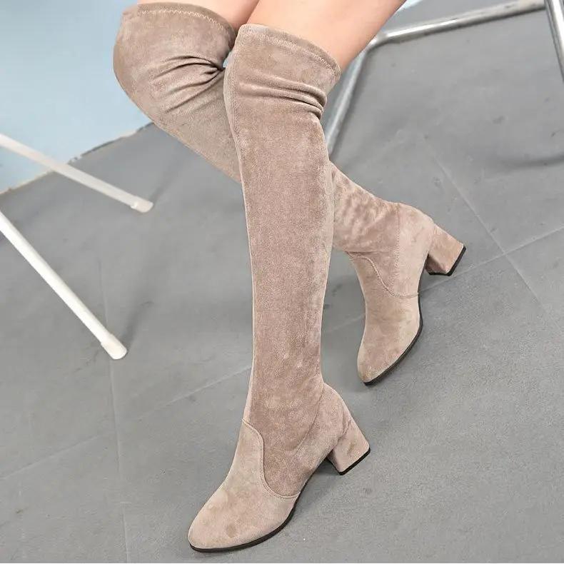 Knee High Shaft Shoes Woman Pointed Toe Middle Heel Long Boots for Women Large Size Warm Comfortable and Elegant Pu Sale Quality