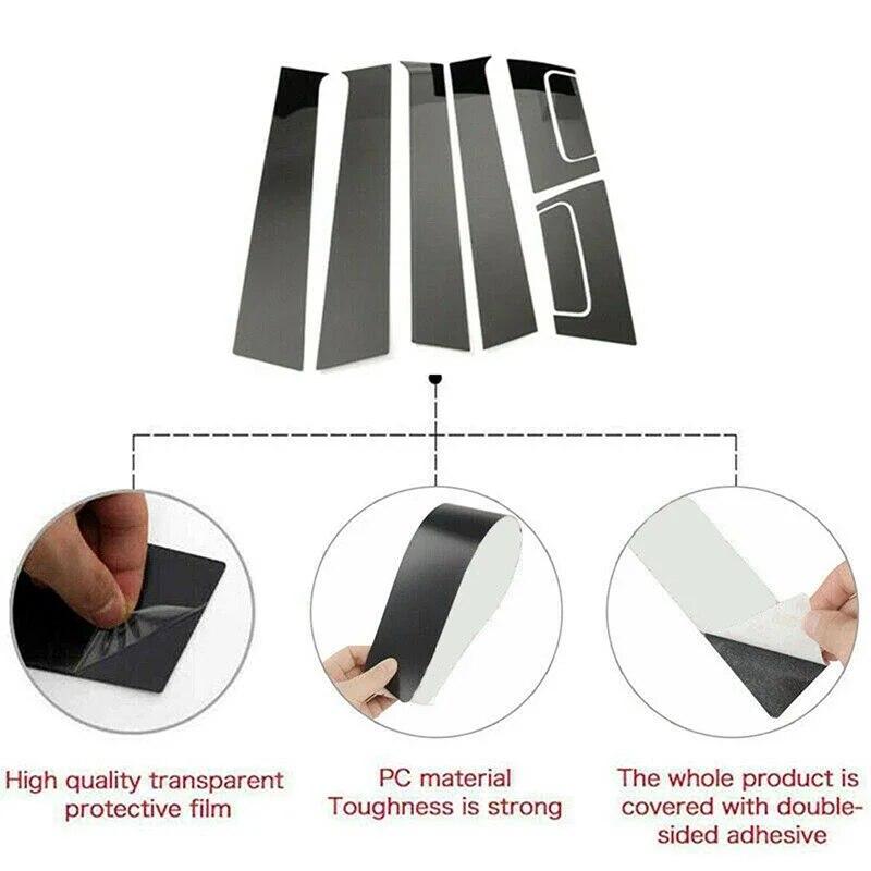 8Pcs For Honda HRV 2016 2017 2018 2019-2022 Glossy Black Car Door Window Pillar Posts Trim Cover Autp BC Column Decoration Parts