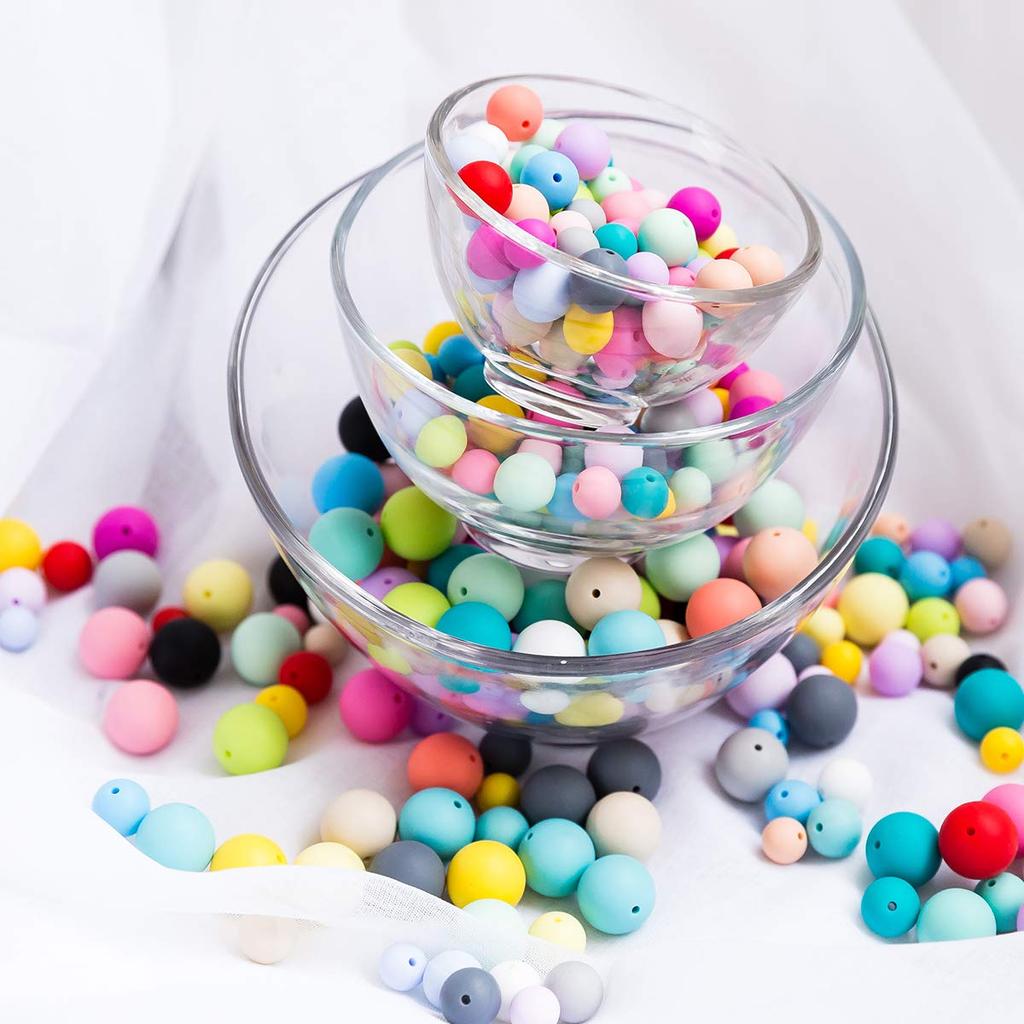 Силиконовые смешанные круглые шарики Promise Babe, можно стерилизовать, аксессуары для рукоделия, товары для рукоделия, бусины, цвета, 15 мм/100 штук, бусины, силикон,