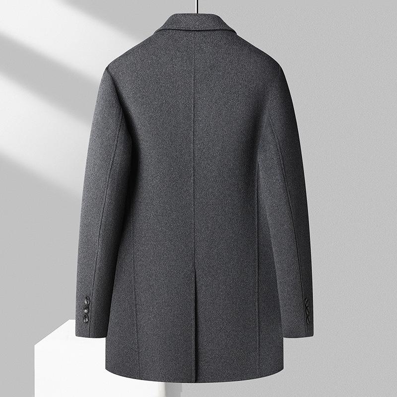 Осенне-зимнее утолщенное двухслойное двухстороннее шерстяное пальто мужское пуховое пальто средней длины мужская одежда больших размеров