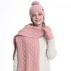 Knitted Hat Scarf Gloves Three Piece Set Women's Winter Warm Knit Hat with Fleece Outdoor Cycling Ear Protection Knitted Hat with Yarn