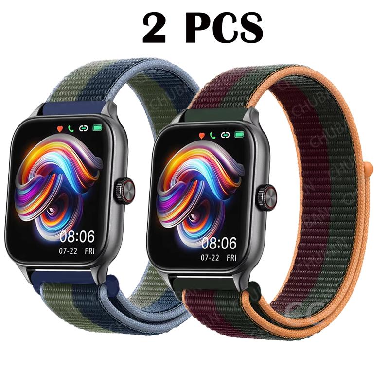 2 шт. 20 мм 22 мм Нейлоновая петля Ремешок Для Amazfit GTS4/2/3/3pro/2e/GTS2 Mini/GTR 4 42 мм/GTR2/2e/stratos браслет Amazfit bip 6 5 ремешок