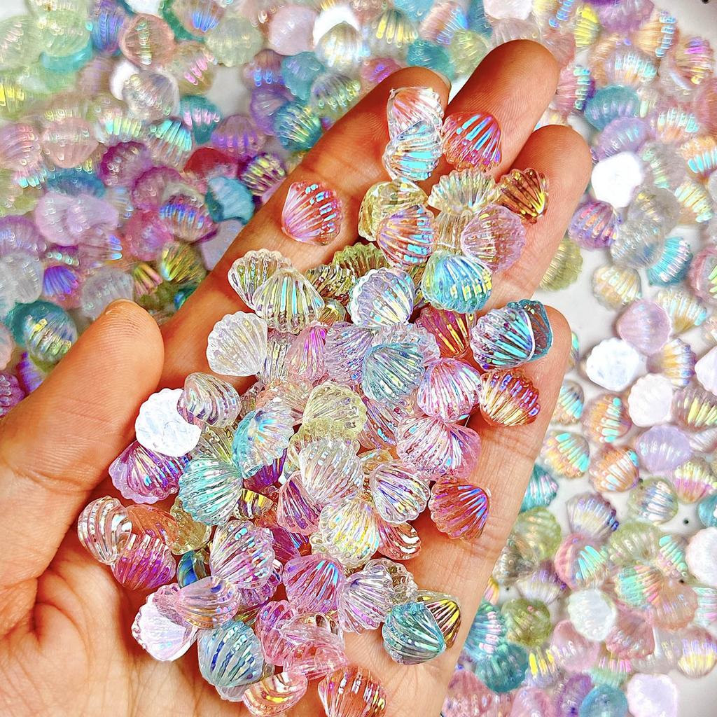 Aurora Colorful Scallop Shell DIY Accessories Hair Clips Nail Art Decorations Phone Case Headwear Resin Accessories