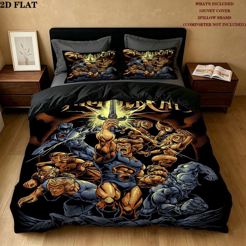 Thundercats Pattern Bedding Quilt Set Quilt Cover Pillowcase Home Birthday Gift(1 * duvet cover + 2 * pillowcase, without core)