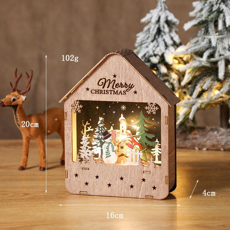 Рождественский светящийся бревенчатый домик, окрашенный деревянный дом, украшение на окно, светодиодный ночной светильник, украшение, подарок