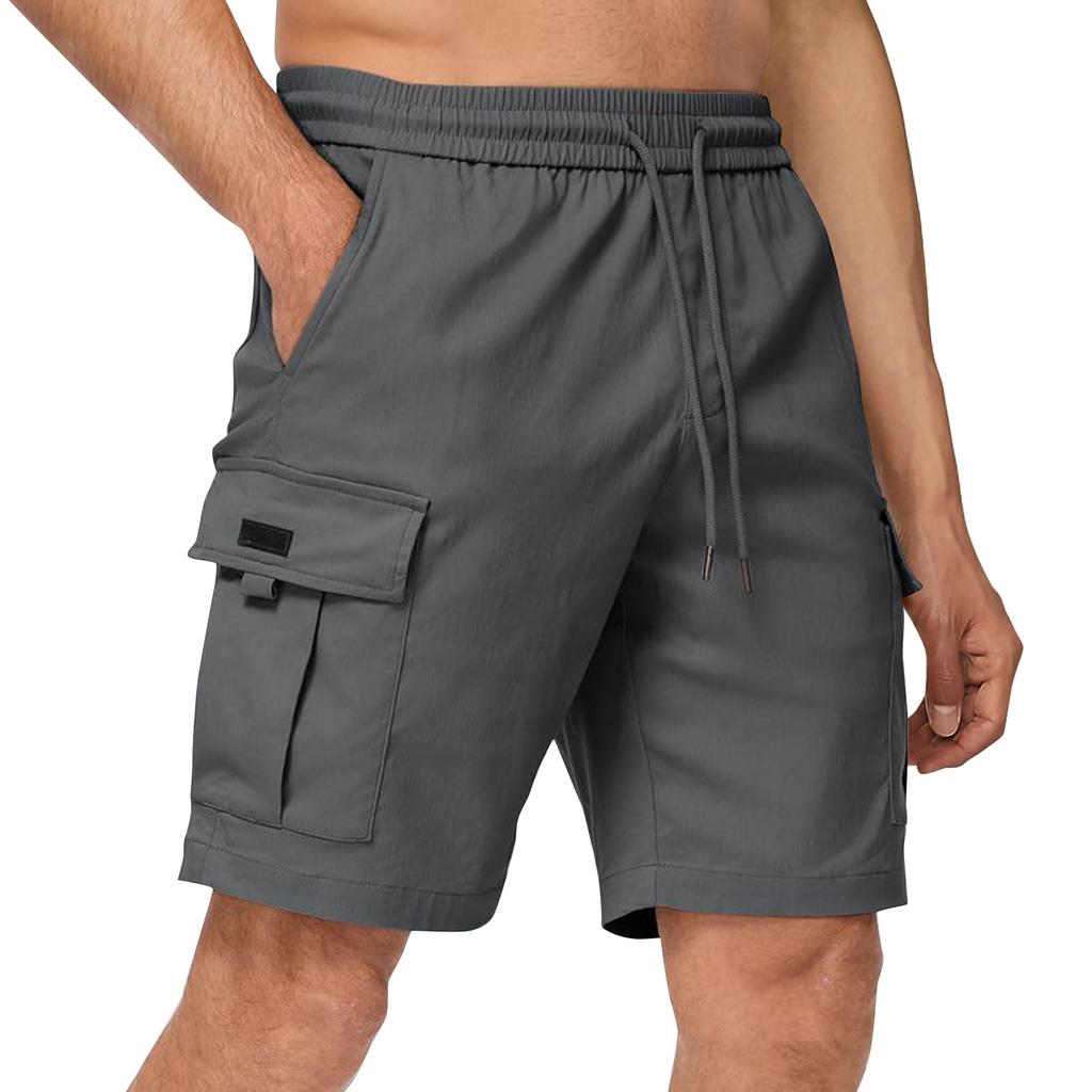 Мужские шорты-карго, повседневные, однотонные, легкие, летние, для работы на открытом воздухе, с несколькими карманами