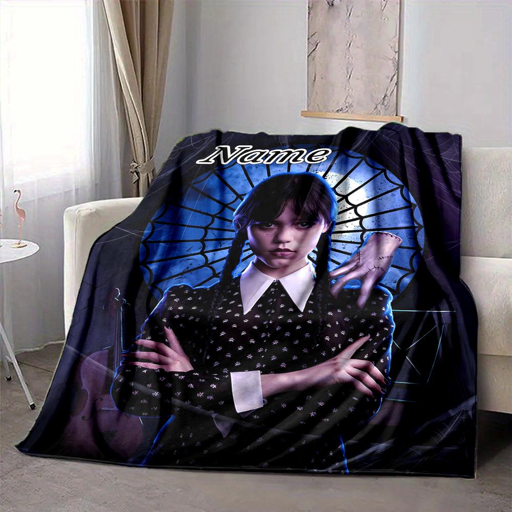 Custom 1pc Wednesday's Journey Blanket, Soft And Comfortable Blanket, Casual Warm, Camping Travel Blanket, Birthday Gift Q912198