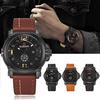 Мужские водонепроницаемые кварцевые часы на кожаном ремешке