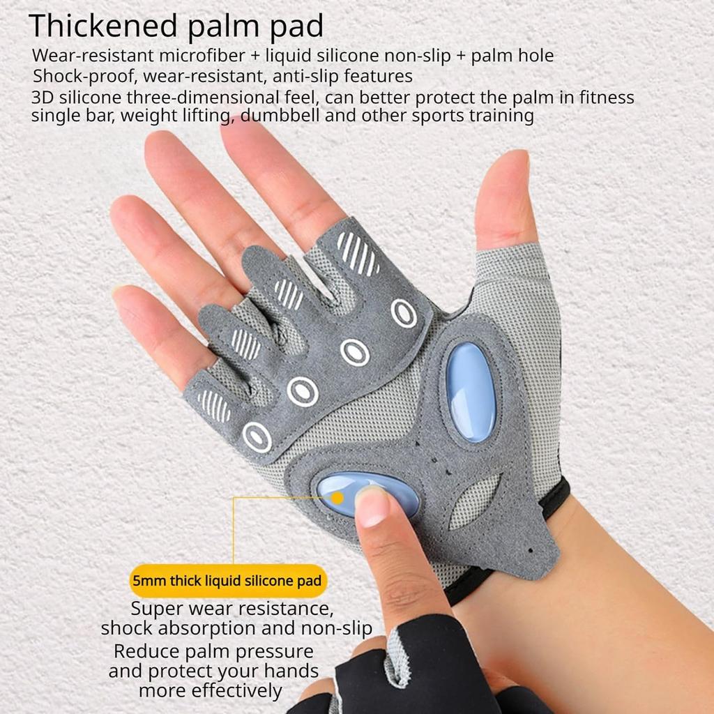 Женские велосипедные перчатки, (Гелевая подушечка 5 мм) Велосипедные перчатки с половиной пальца Многофункциональные велосипедные/фитнес/тренировочные/уличные