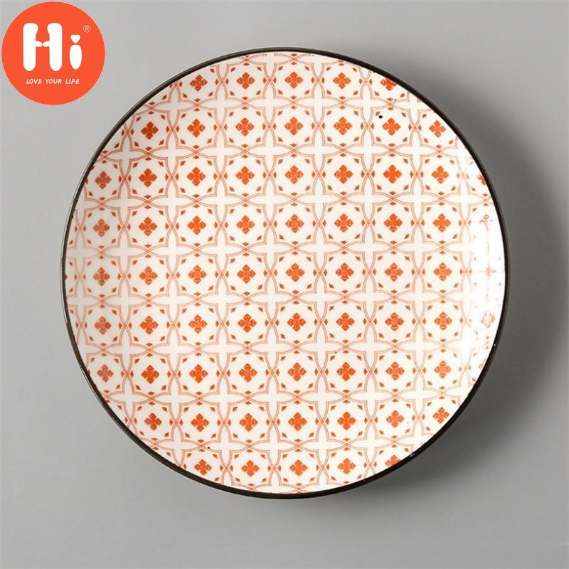 Japanese Style 8 Inch Ceramic Under Glazed Vegetable Dinner Plate Simple Dessert Plate Household Small Steak Dish Food Container