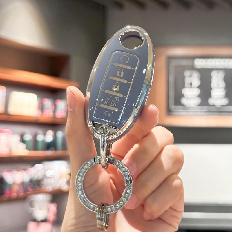 Чехол для ключа с брелоком Bling Lanyard для Nissan Altima Sentra Maxima Rogue Armada Pathfinder Versa Smart Key 5-кнопочный