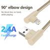 Кабель USB Lightning 90 градусов Игровой провод для 14 13 12 11 X XS XR XS Max 8 7 SE Ipad Быстрая зарядка 3м