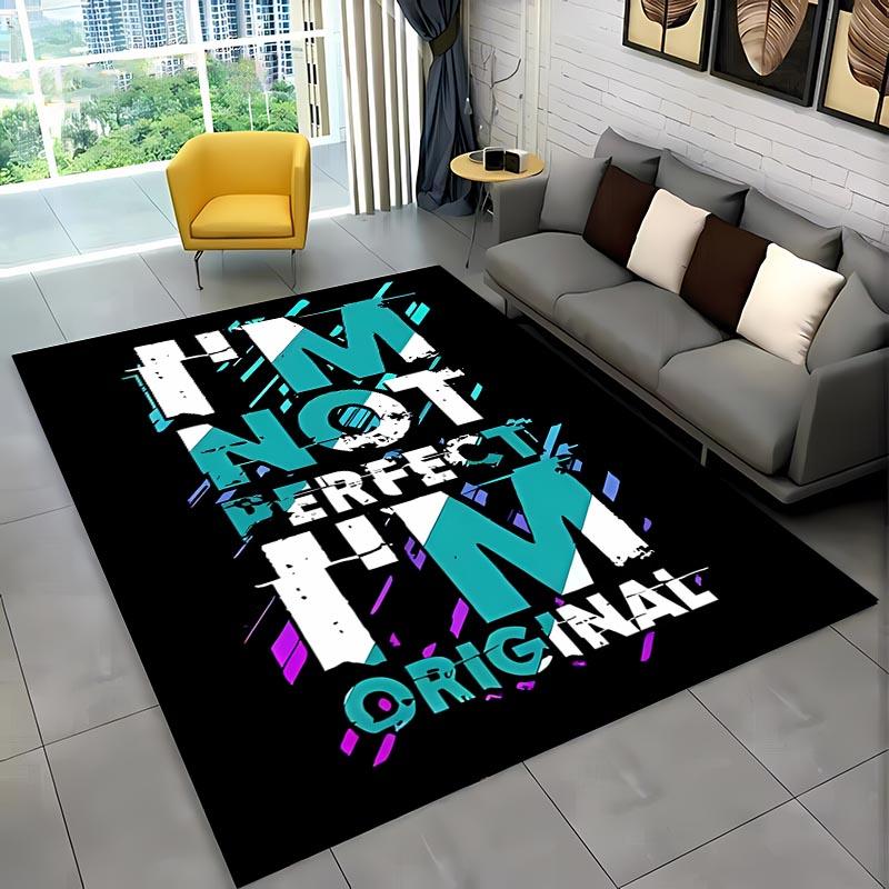 Забавные слова Черно-белый цвет Ковер, Предметы домашнего обихода для гостиной и спальни Коврики для дивана, Дверной коврик Напольный Противоскользящий коврик, Подарок