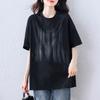 2025 Новые летние футболки больших размеров, модные женские базовые свободные черные топы с коротким рукавом