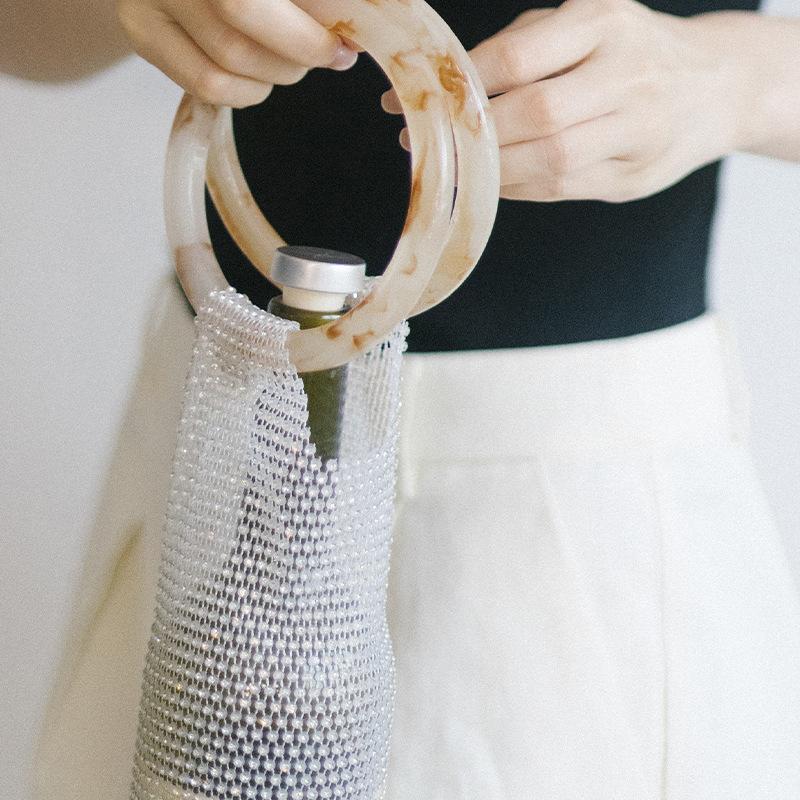 Hand-Woven Wine Storage Net Bags Portable Handbag With Bracelet  Wine Bottle Bags Tote Bags Mug Carrying Pockets Home Wine