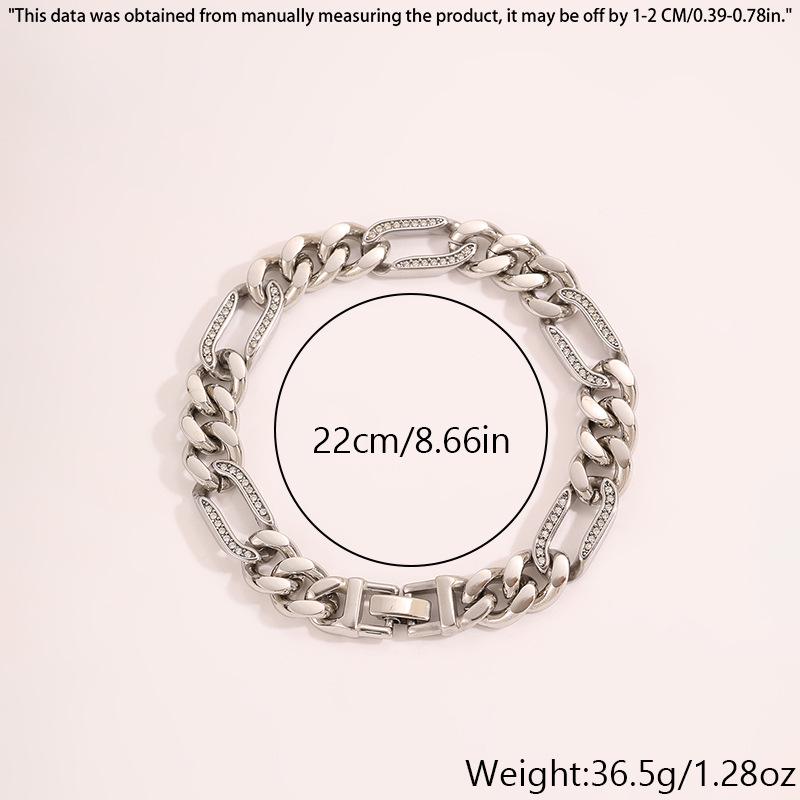 Женский браслет-кубинская цепь из титановой стали с покрытием из 18-каратного золота и инкрустацией бриллиантами - Роскошная европейская и американская мода