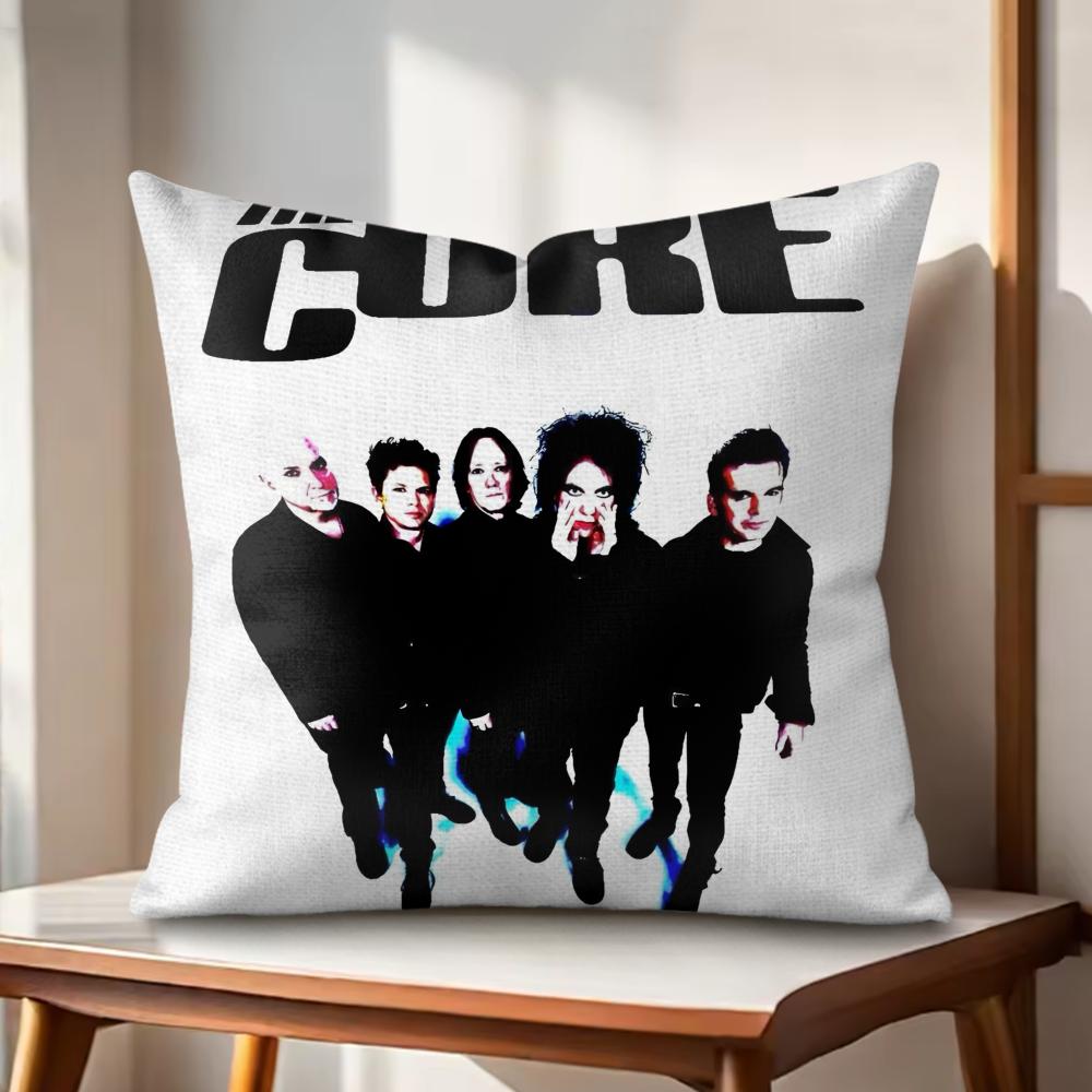 Rock Band The CCureS Music Cushion Cover Natural Linen Organic Fabric DoubleSided Printing Couch Pillow Covers Home Decor